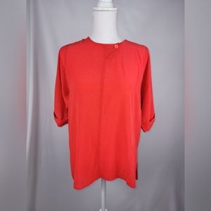 Vintage Coral Silk Blouse | 1980s 1990s Vintage | SK & Company Dress | Size 12